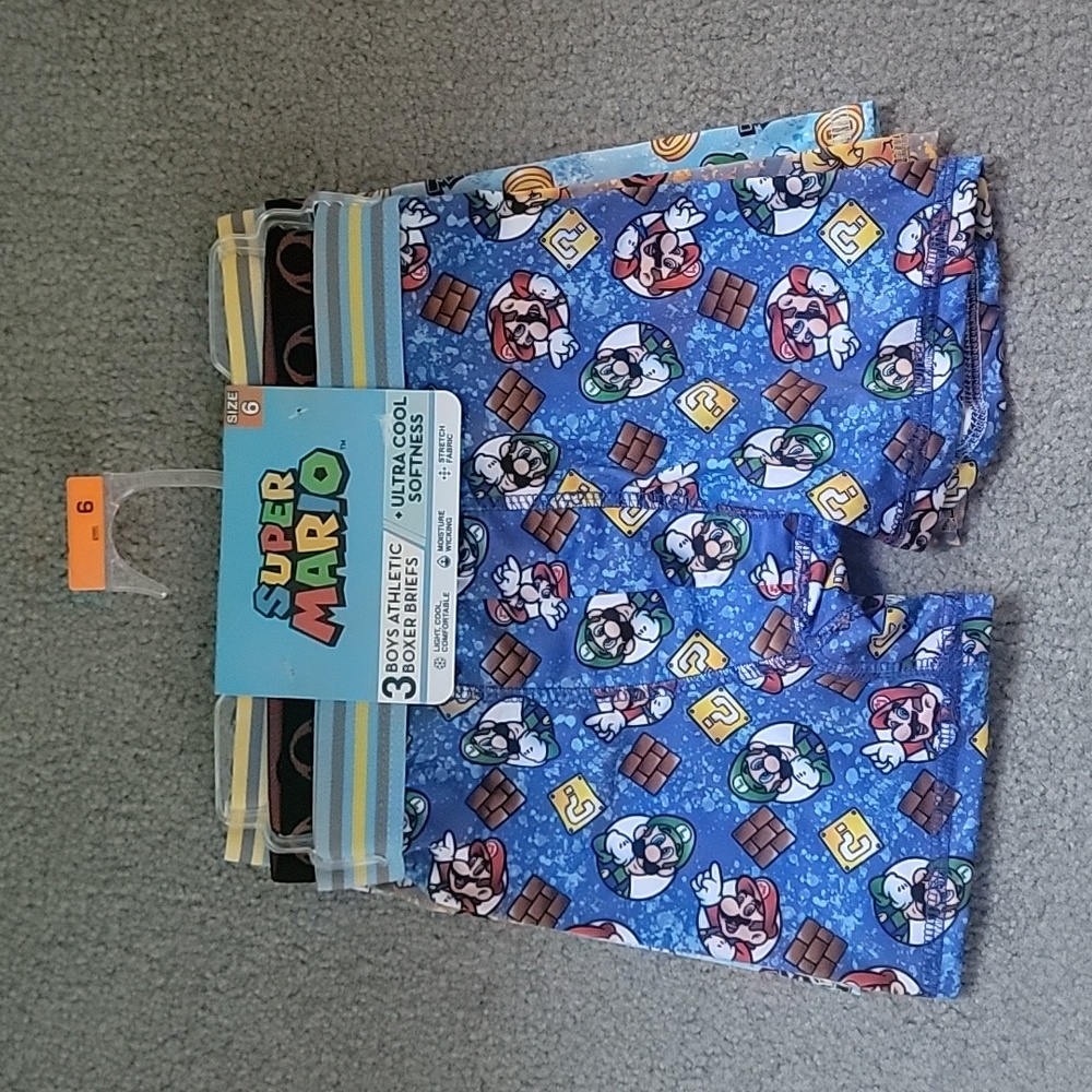 Super Mario Boys Athletic Boxer Briefs 3pk